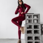 Komplet welurowy BRASKA OLAVOGA bordowy