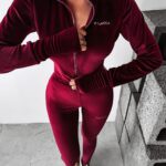 Komplet welurowy BRASKA OLAVOGA bordowy