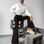 Spodnie dzwony z zamszu SEMIS OLAVOGA czarne