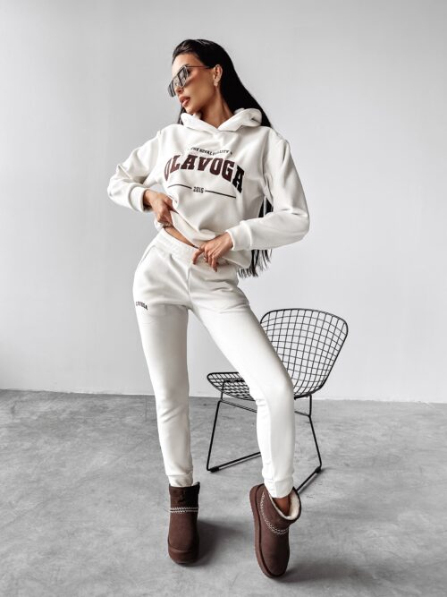 Komplet damski welurowy SAMETI OLAVOGA ecru