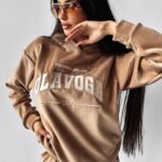 Komplet damski welurowy SAMETI OLAVOGA beżowy