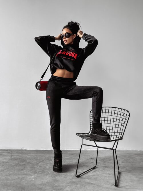 Komplet damski welurowy SAMETI OLAVOGA czarny