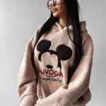 Bluza z baranka oversize MAUSI OLAVOGA beżowa