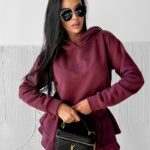 Bluza klasyczna z kapturem VOLA OLAVOGA bordowa