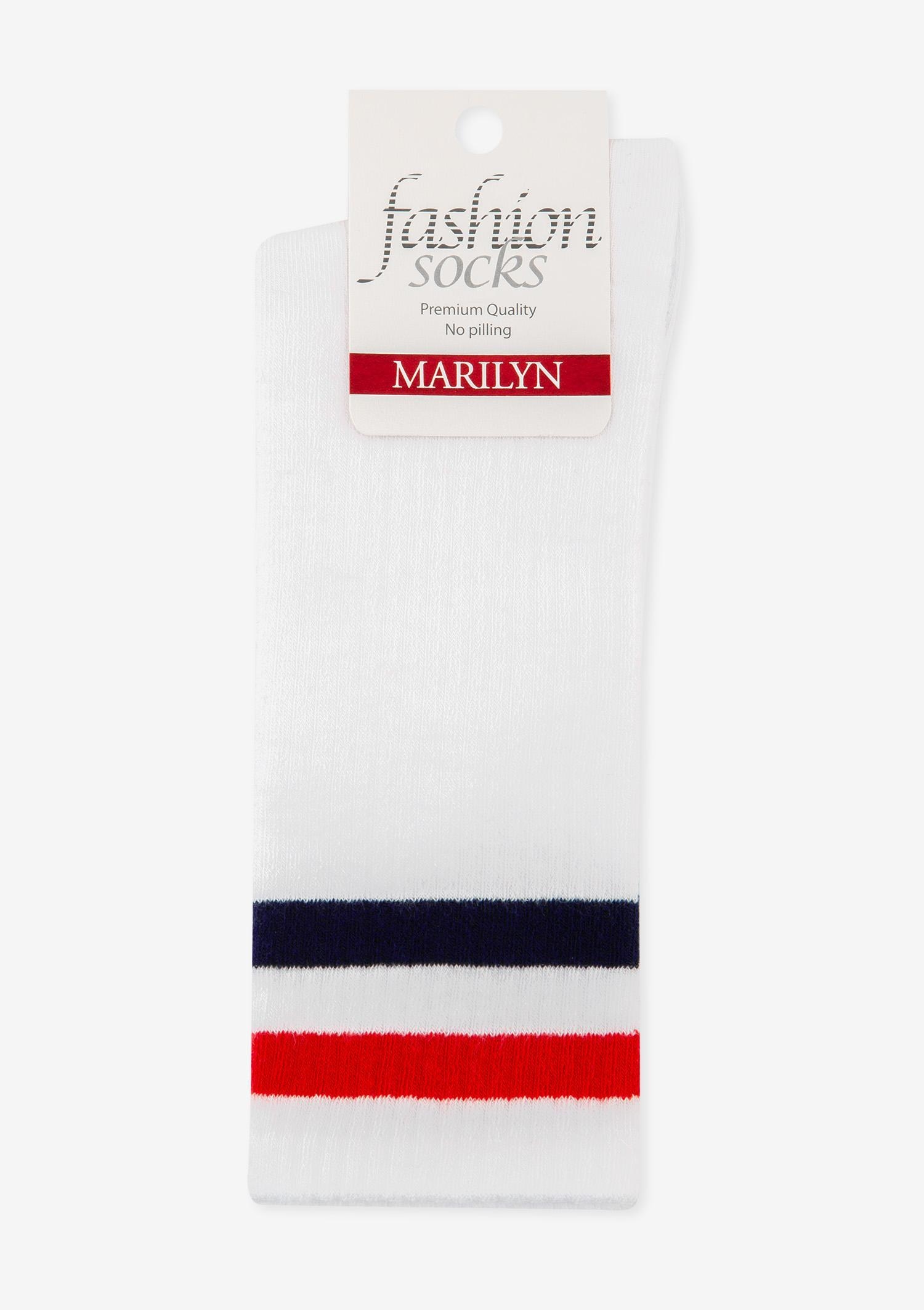 Skarpetki sportowe z kolorowym ściągaczem biało-czerwone