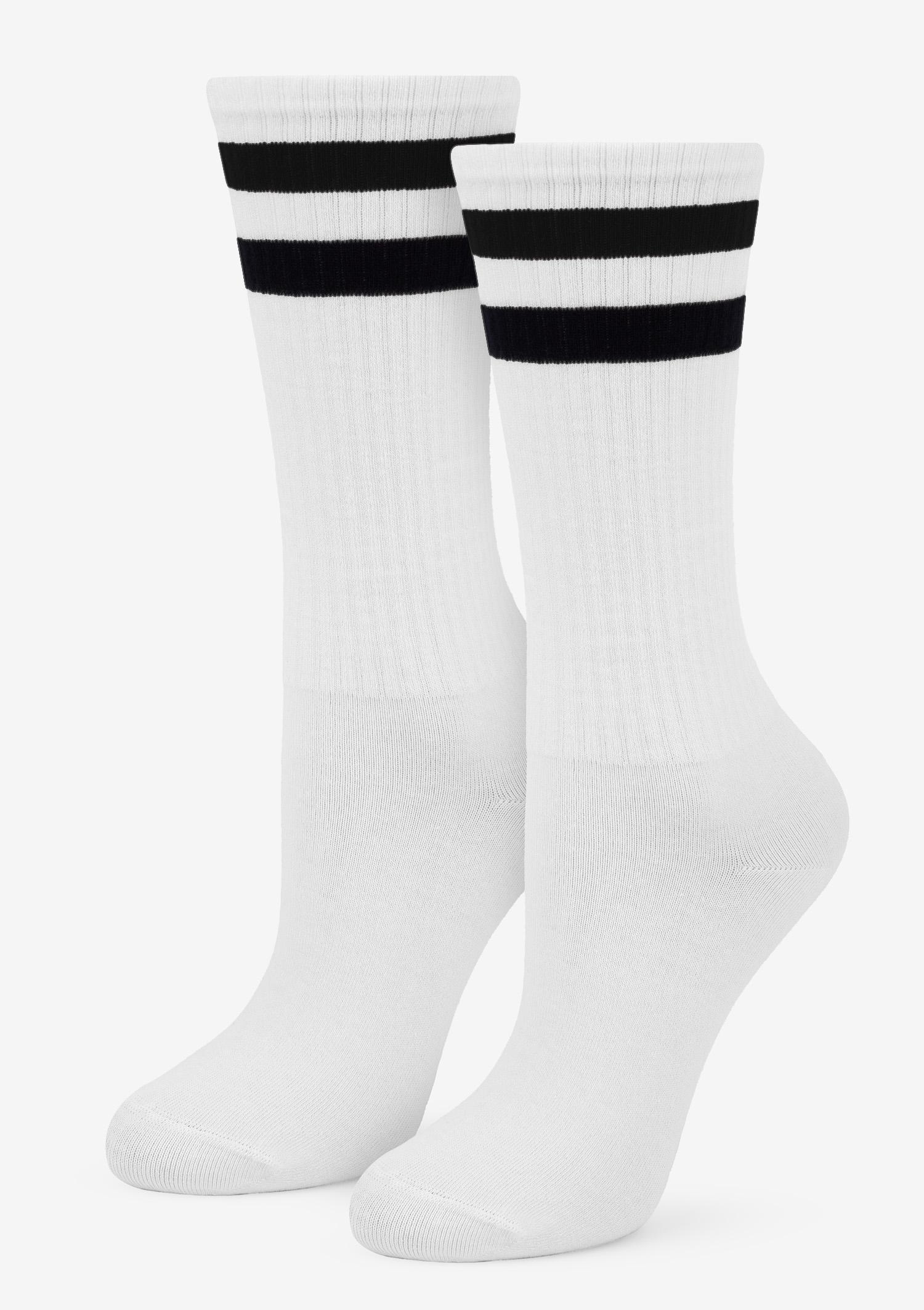 Skarpetki sportowe z kolorowym ściągaczem biało-czarne