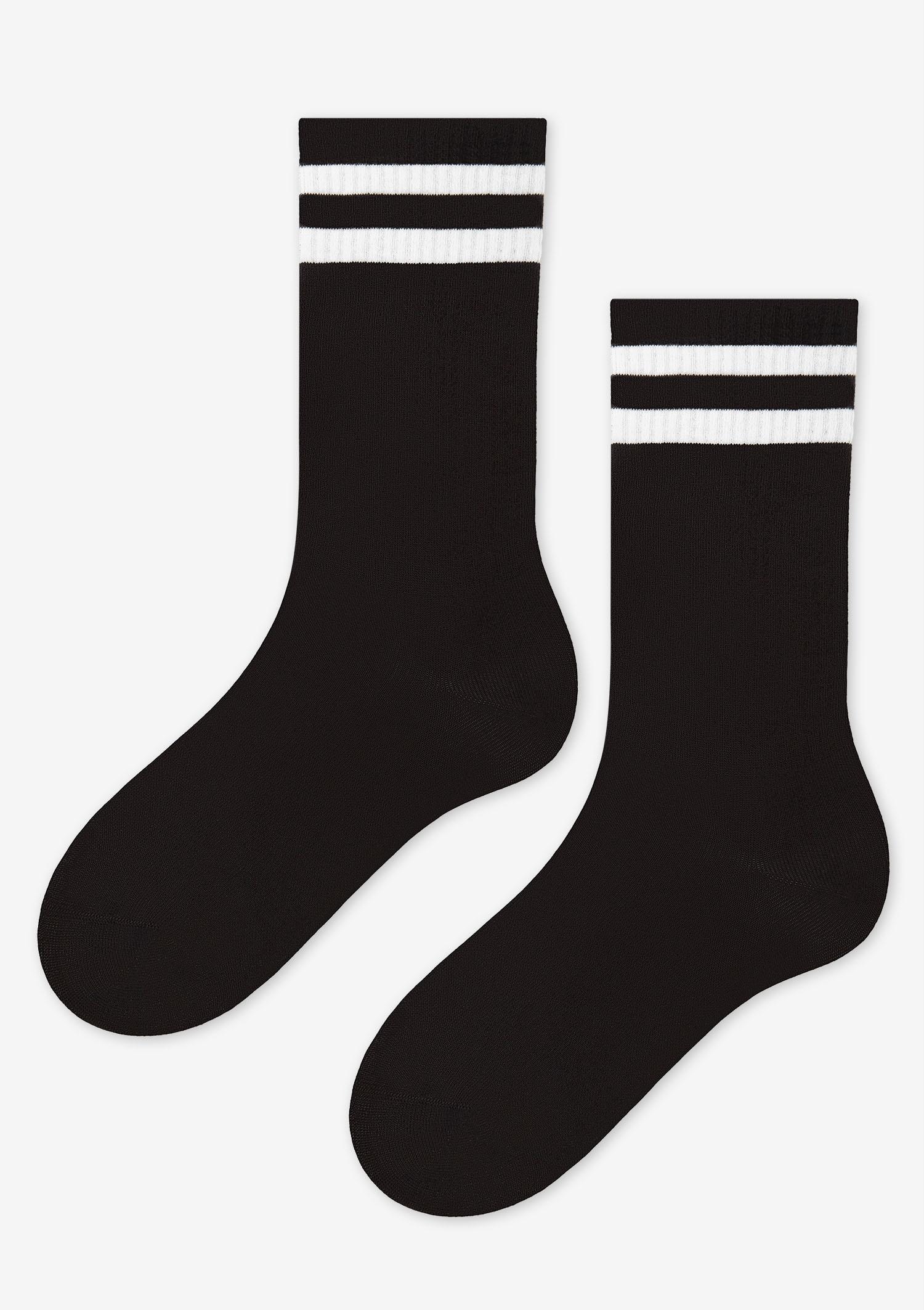 Skarpetki sportowe z kolorowym ściągaczem czarne