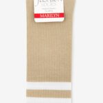 Skarpetki sportowe z kolorowym ściągaczem beżowe