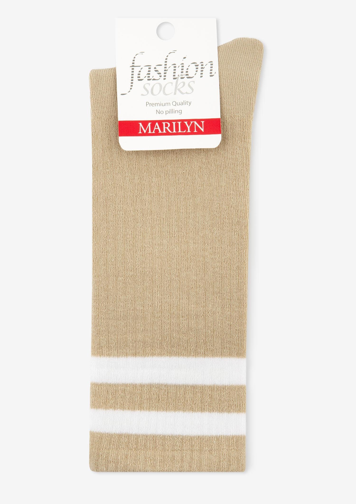 Skarpetki sportowe z kolorowym ściągaczem beżowe Skarpetki sportowe z kolorowym ściągaczem beżowe