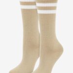 Skarpetki sportowe z kolorowym ściągaczem beżowe