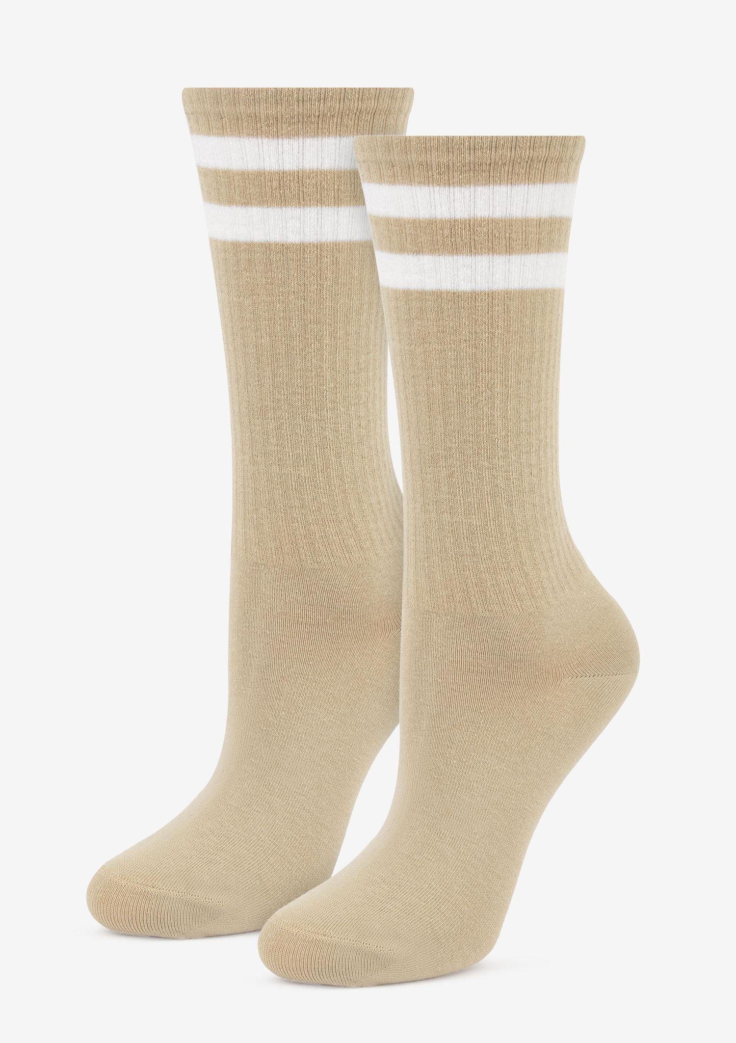 Skarpetki sportowe z kolorowym ściągaczem beżowe