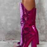 Kozaki metaliczne Madam Brassy fuksja