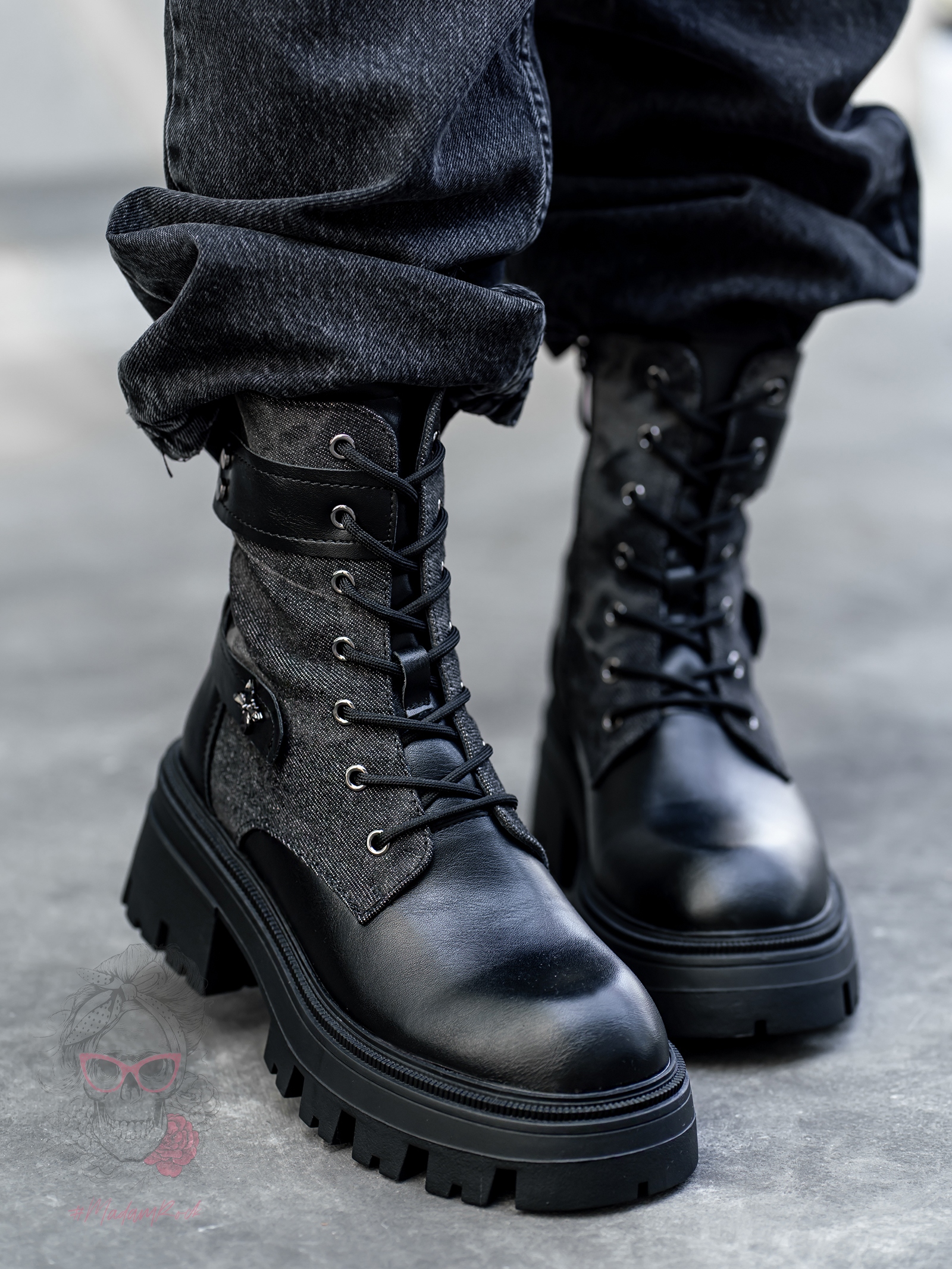 Workery militarne Rock Tikero czarne Workery militarne Rock Tikero czarne