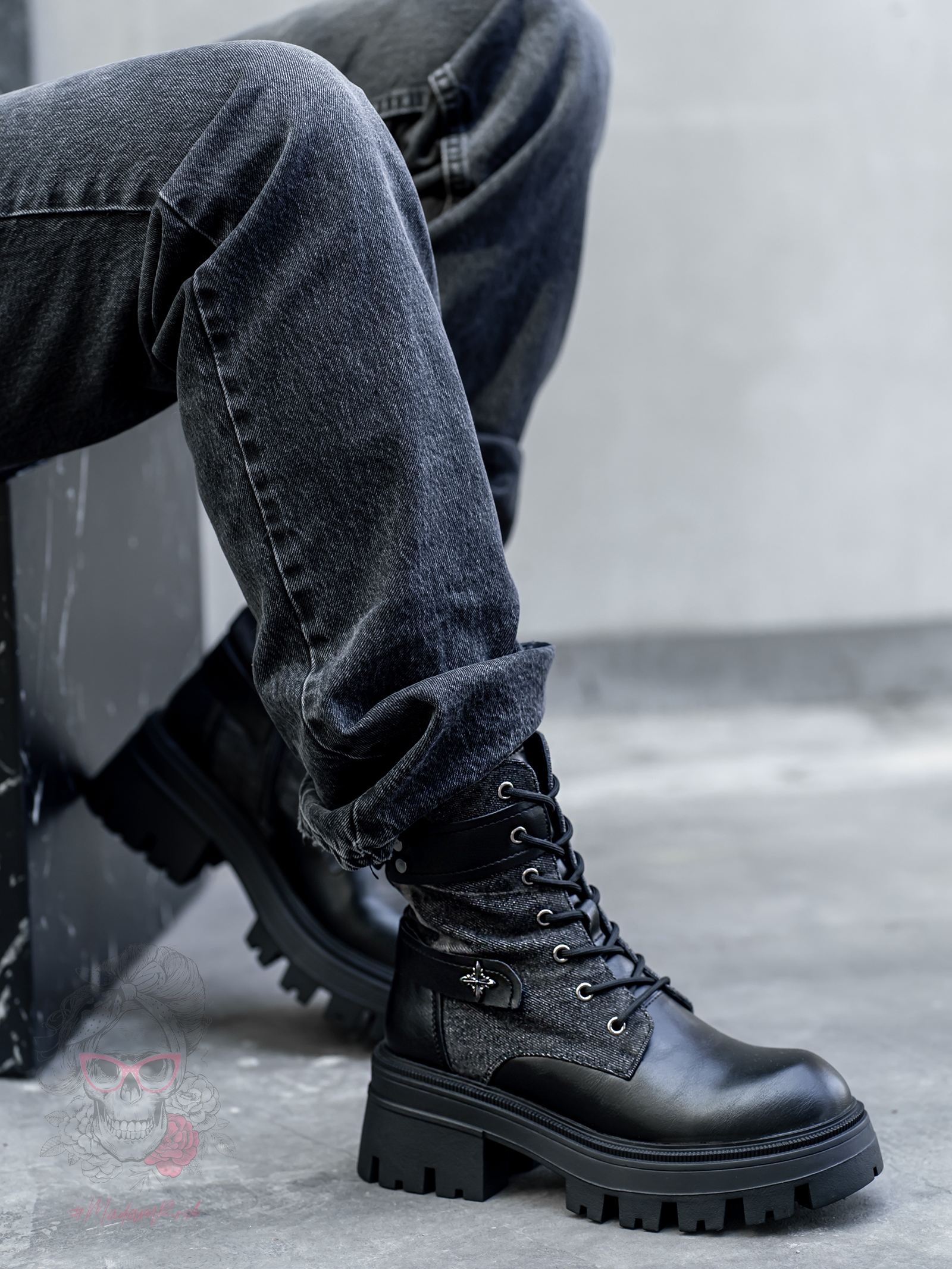 Workery militarne Rock Tikero czarne Workery militarne Rock Tikero czarne