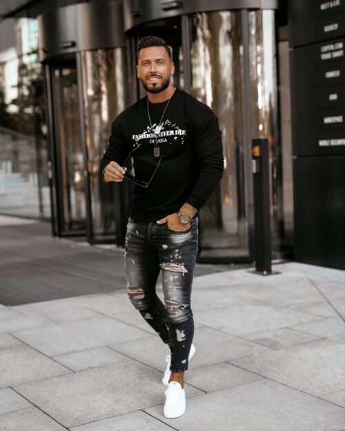 Bluza męska z nadrukiem Emil Ola Voga czarna