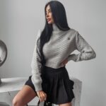 Sweter damski dzianinowy Emmie Ola Voga j.szary