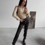 Sweterek dzianinowy Anabel Ola Voga beżowy