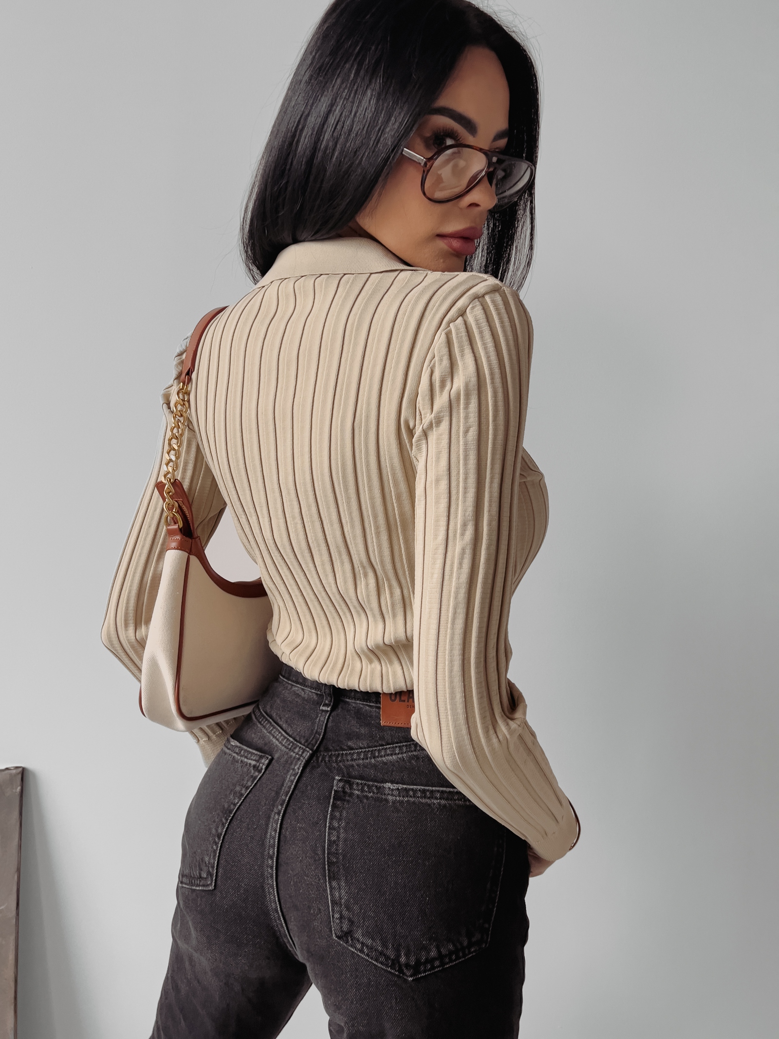 Sweterek dzianinowy Anabel Ola Voga beżowy Sweterek dzianinowy Anabel Ola Voga beżowy