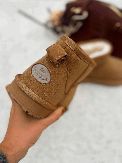 Śniegowce damskie płaskie CUSHY OLAVOGA karmelowe