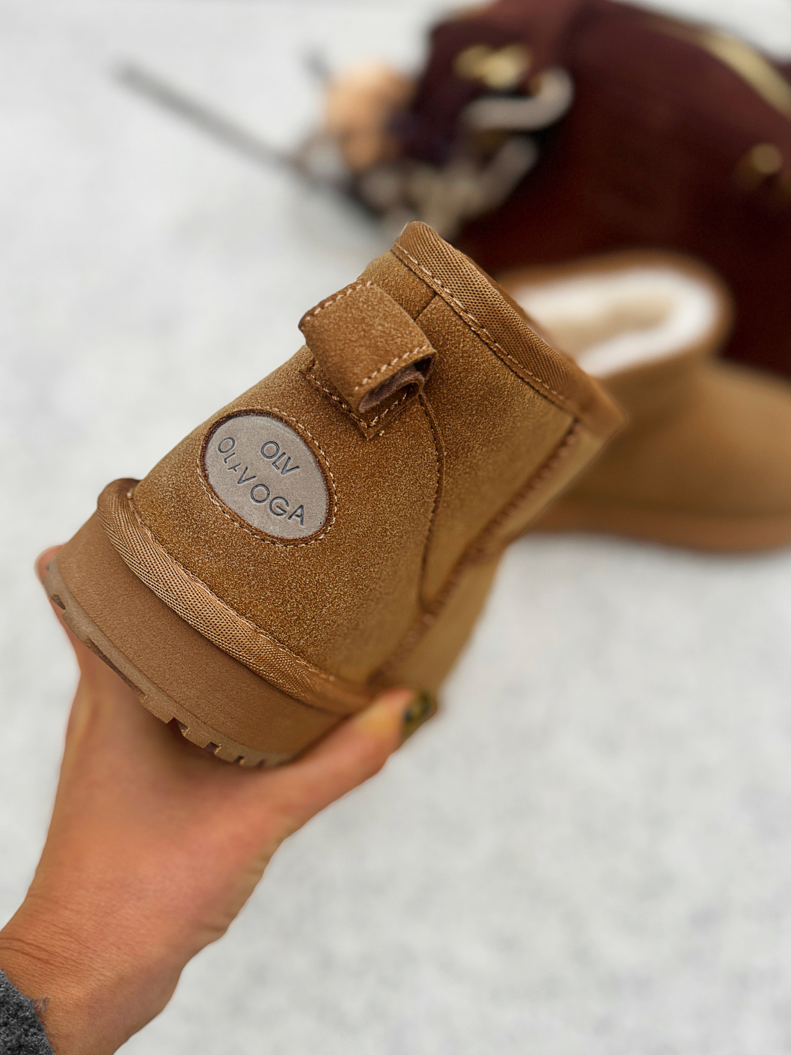 Śniegowce damskie płaskie CUSHY OLAVOGA karmelowe