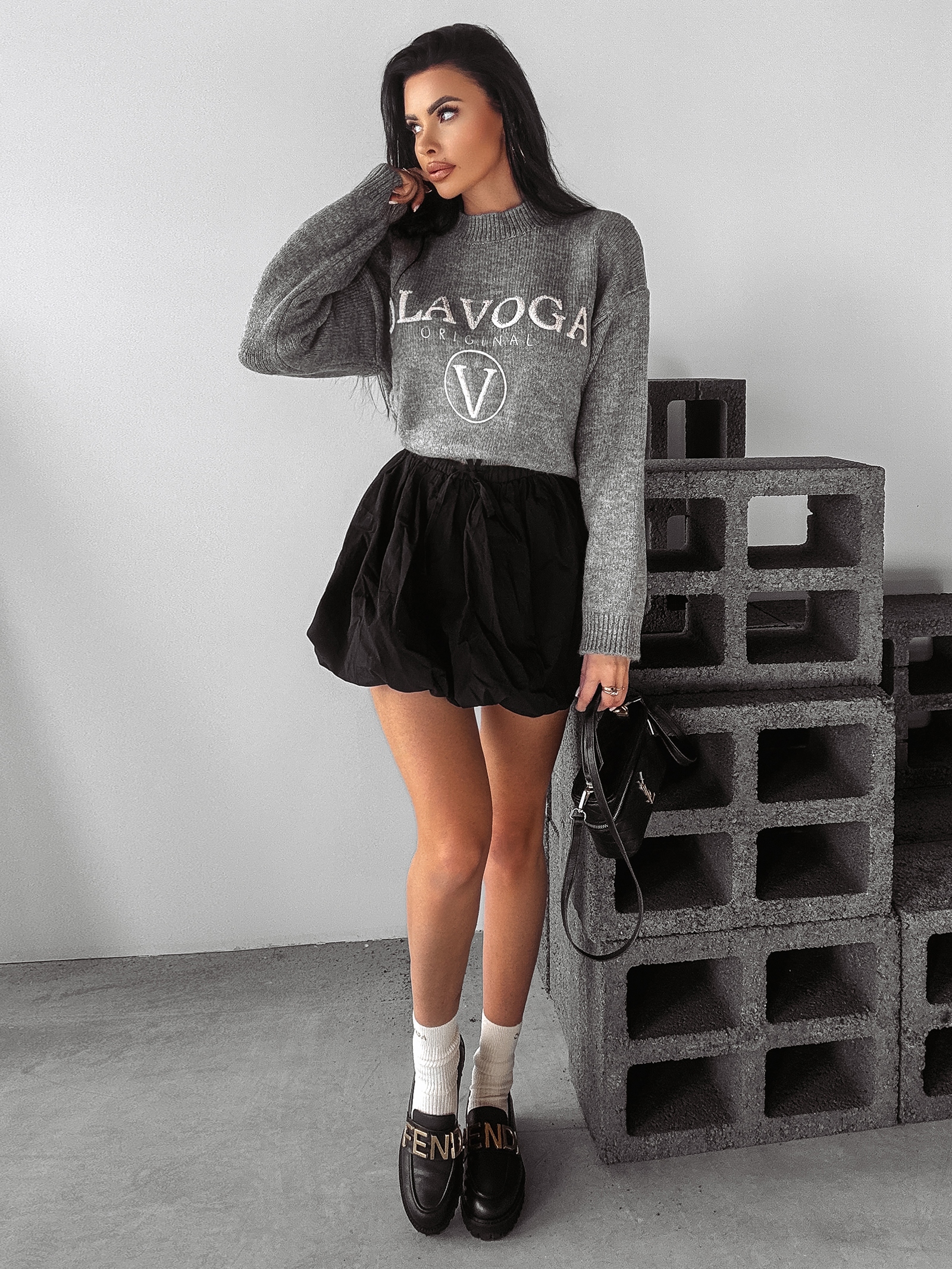 Sweter logowany STINE OLAVOGA szary