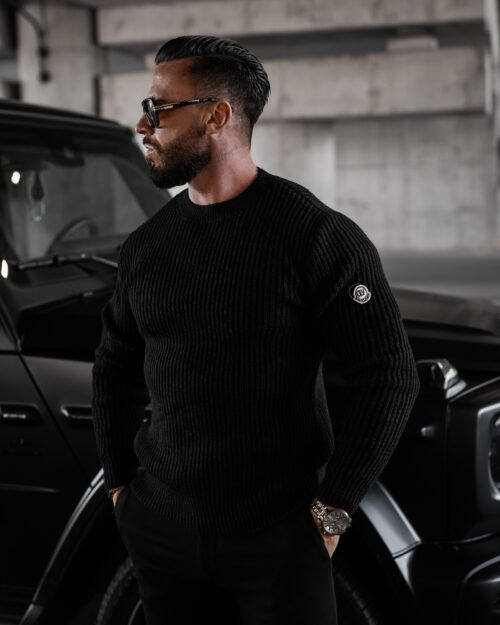 Sweter męski casualowy BANDA OLAVOGA czarny