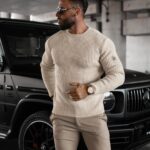 Sweter męski casualowy BANDA OLAVOGA beżowy