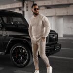 Sweter męski casualowy BANDA OLAVOGA beżowy