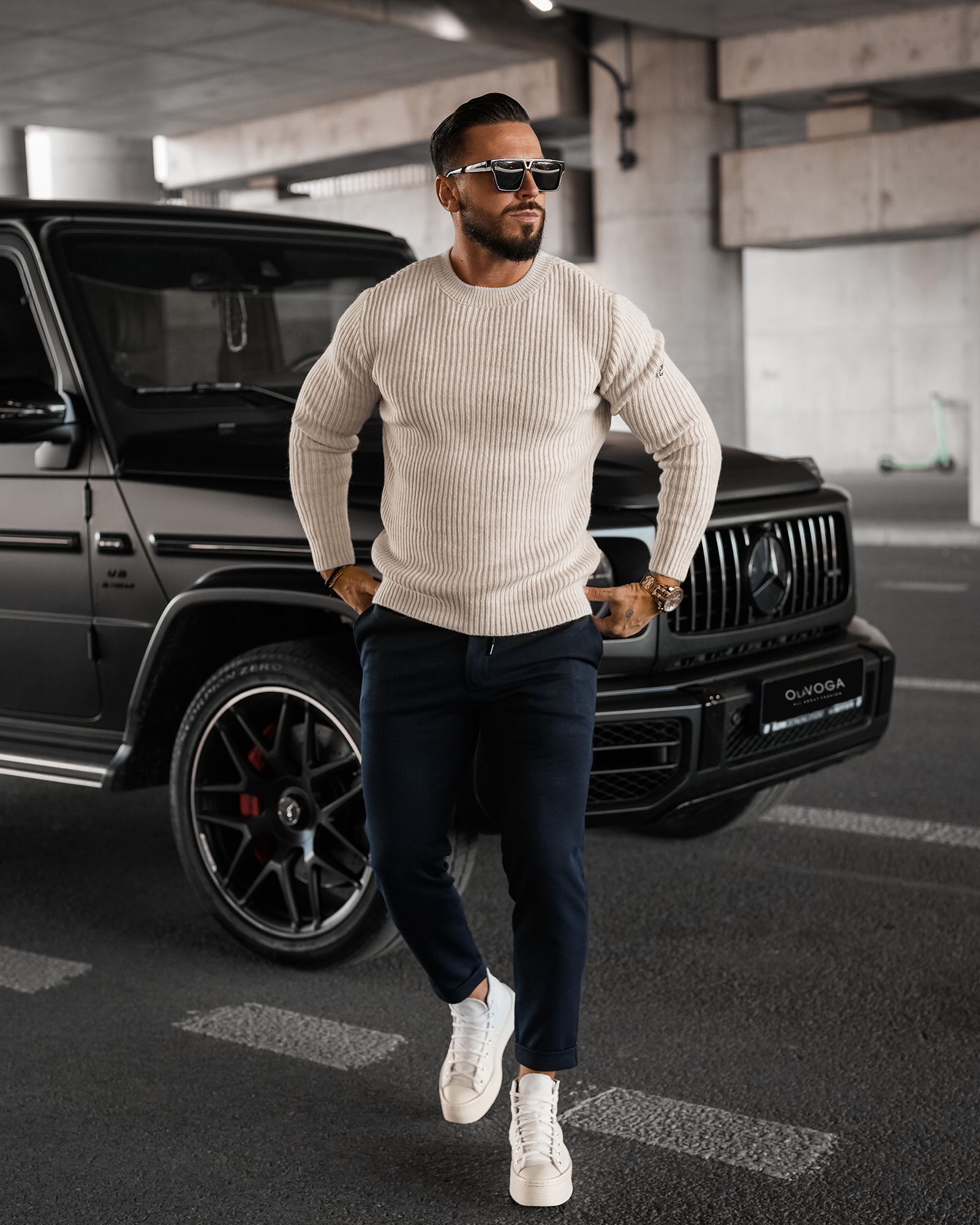 Spodnie męskie eleganckie CHASER OLAVOGA granatowe