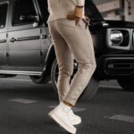 Spodnie męskie eleganckie CHASER OLAVOGA beżowe