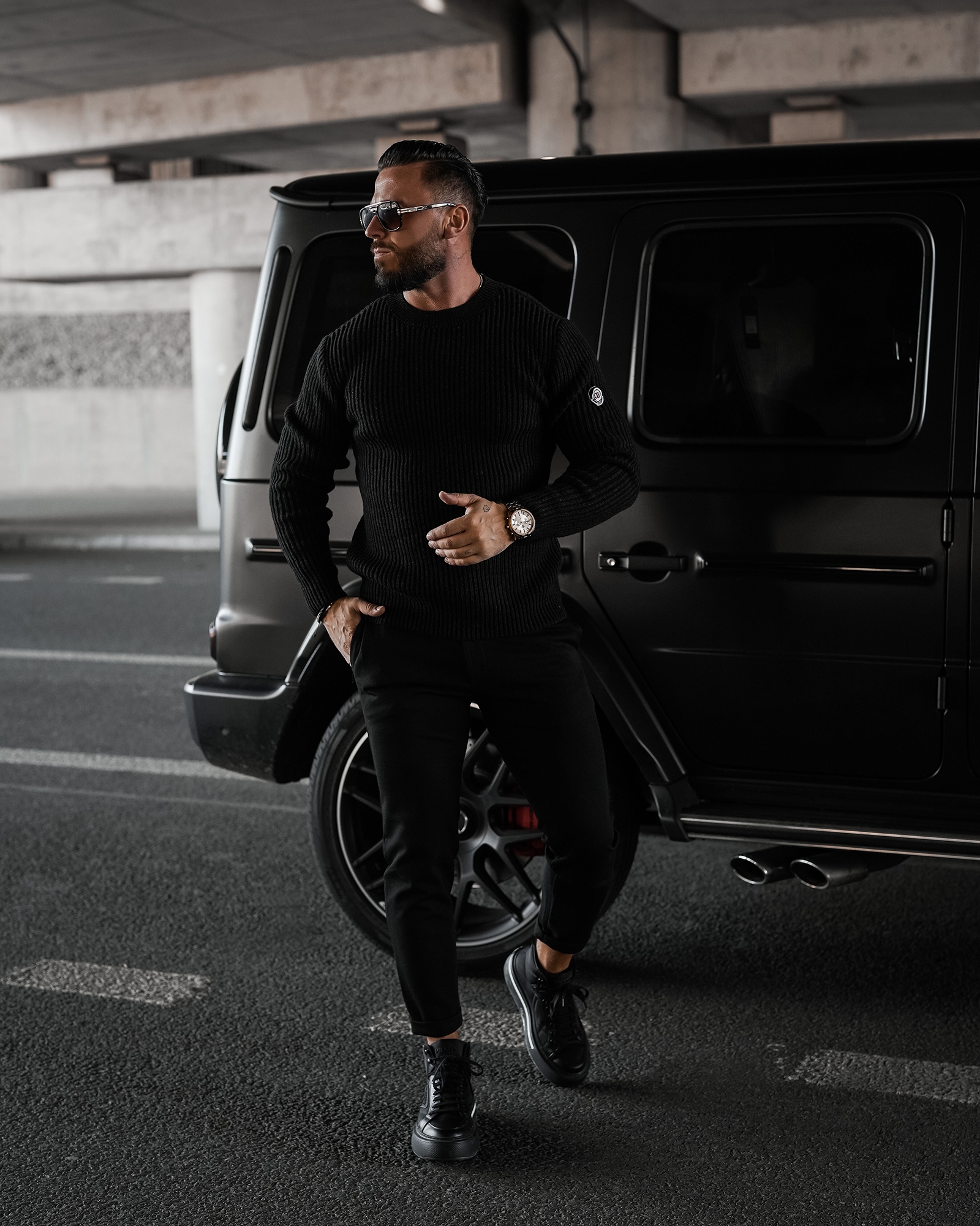 Spodnie męskie eleganckie CHASER OLAVOGA czarne