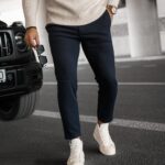 Spodnie męskie eleganckie CHASER OLAVOGA granatowe