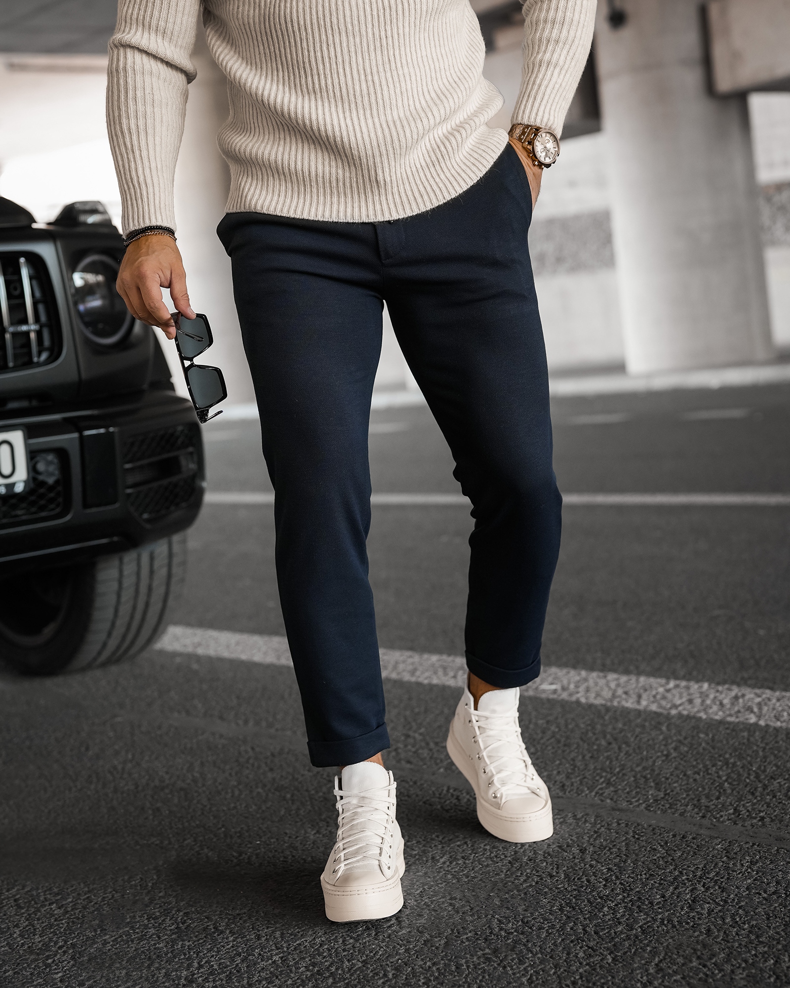 Spodnie męskie eleganckie CHASER OLAVOGA granatowe Spodnie męskie eleganckie CHASER OLAVOGA granatowe