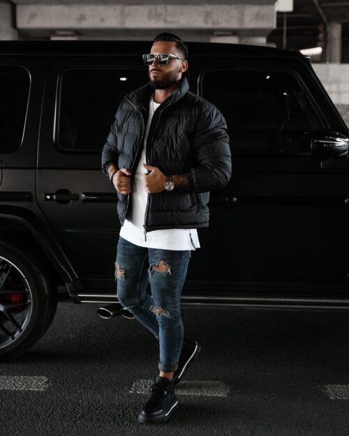 Kurtka męska z kołnierzem FLOW OLAVOGA czarna