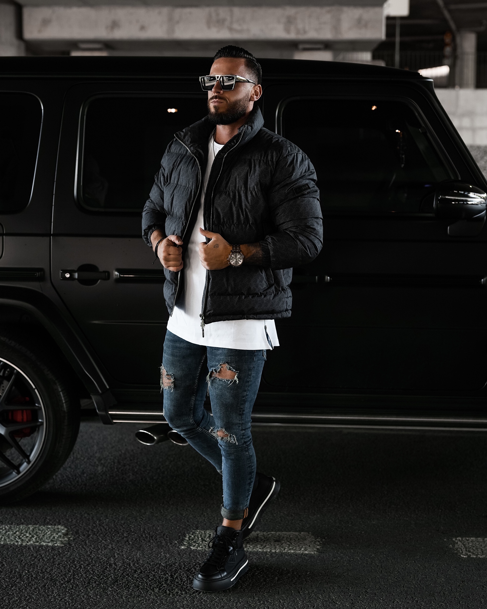 Kurtka męska z kołnierzem FLOW OLAVOGA czarna