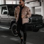 Kurtka męska z kołnierzem FLOW OLAVOGA beżowa