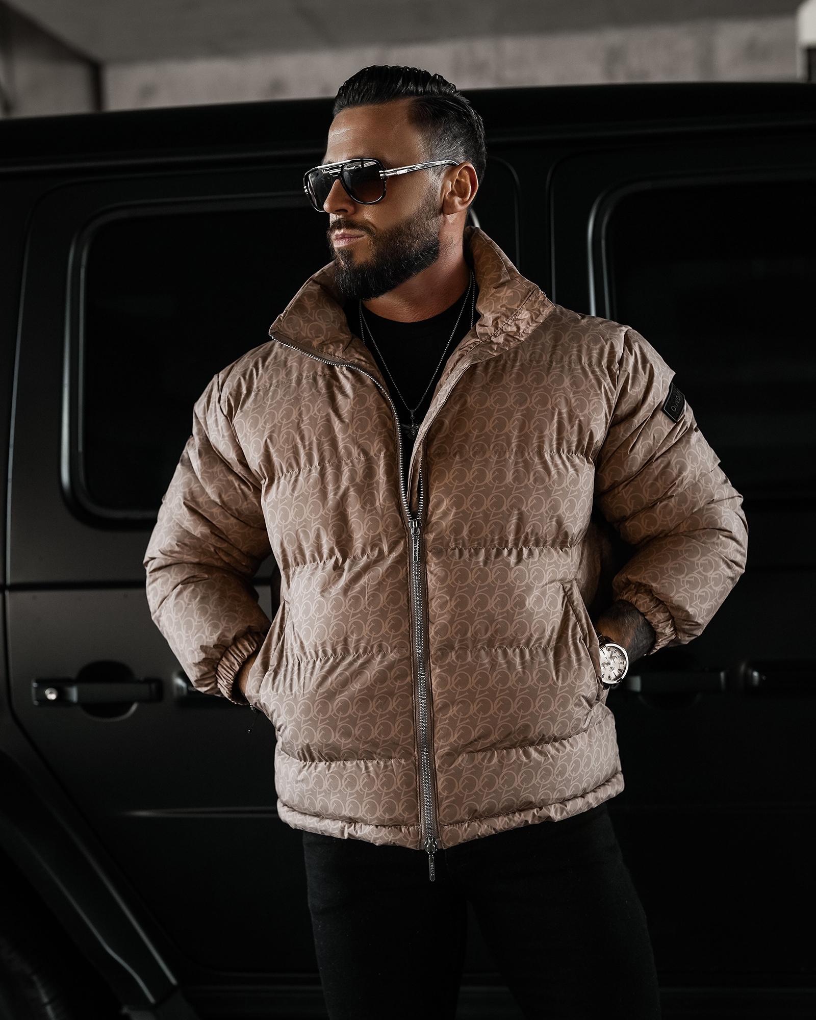 Kurtka męska z kołnierzem FLOW OLAVOGA beżowa