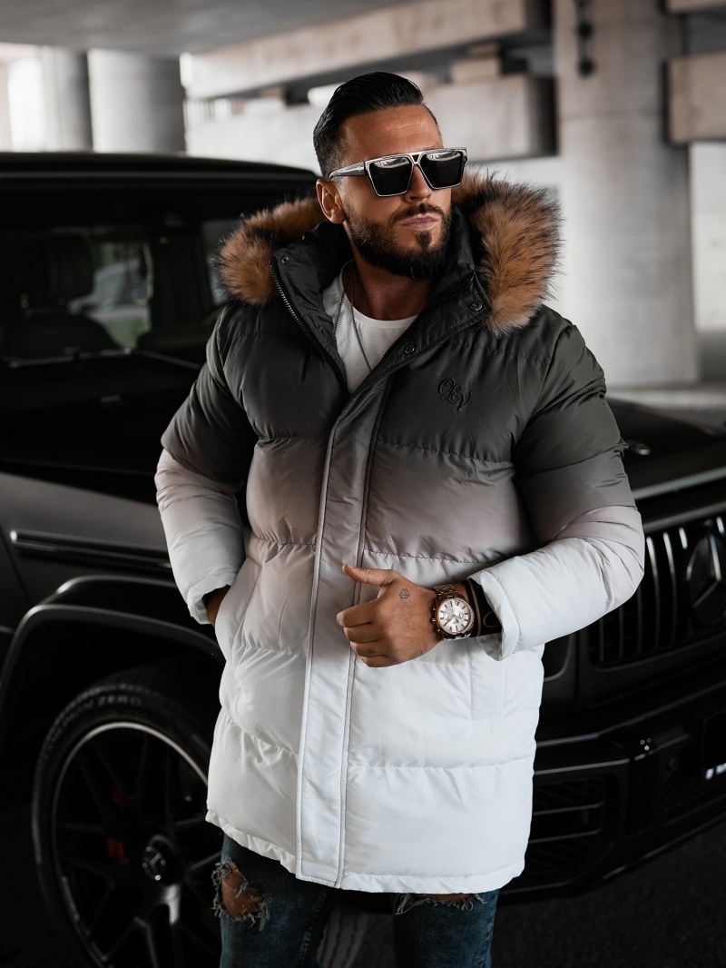 Kurtka męska z kapturem OMBRE OLAVOGA khaki Kurtka męska z kapturem OMBRE OLAVOGA khaki