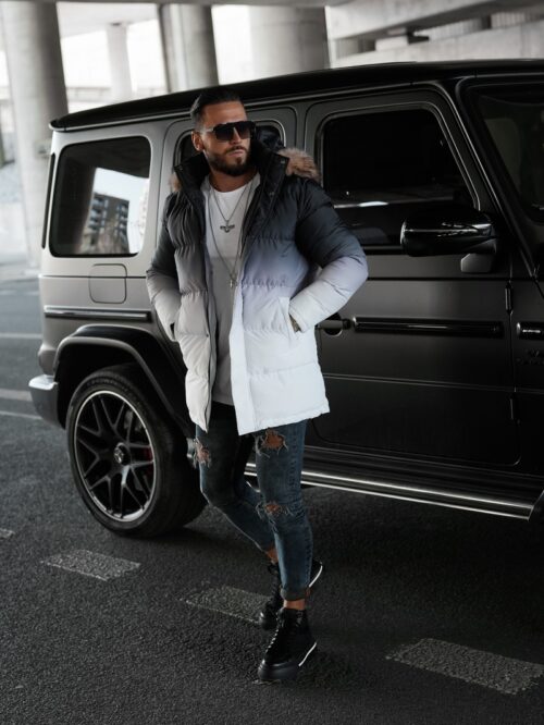 Kurtka męska z kapturem OMBRE OLAVOGA grafitowa