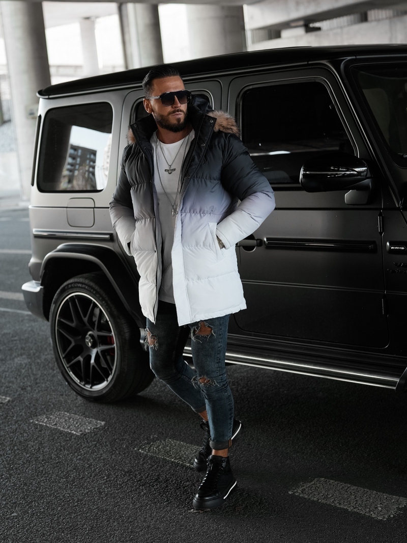 Kurtka męska z kapturem OMBRE OLAVOGA grafitowa