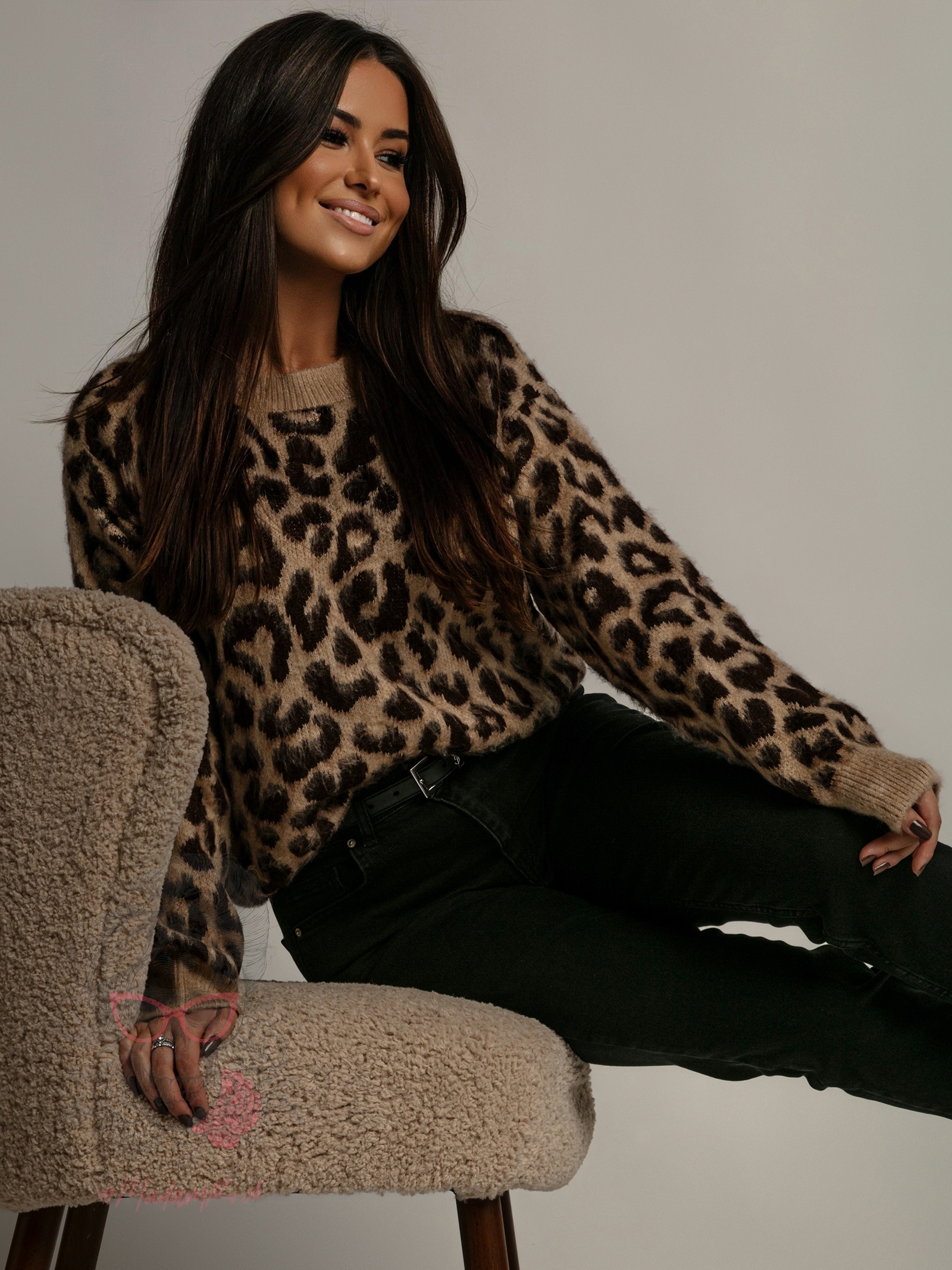 Sweter w panterkę Cadmir beżowy