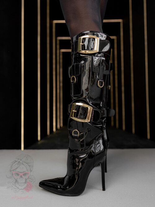 Kozaki lakierowane ze złotem Madam Vivace