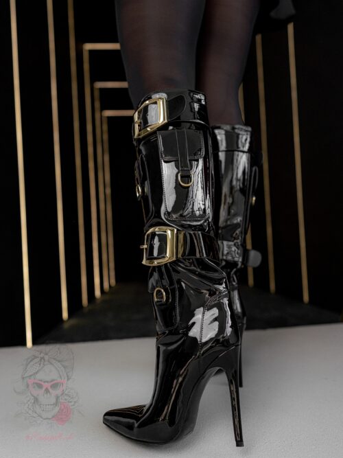 Kozaki lakierowane ze złotem Madam Vivace