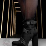 Botki na słupku Madam Tape czarne