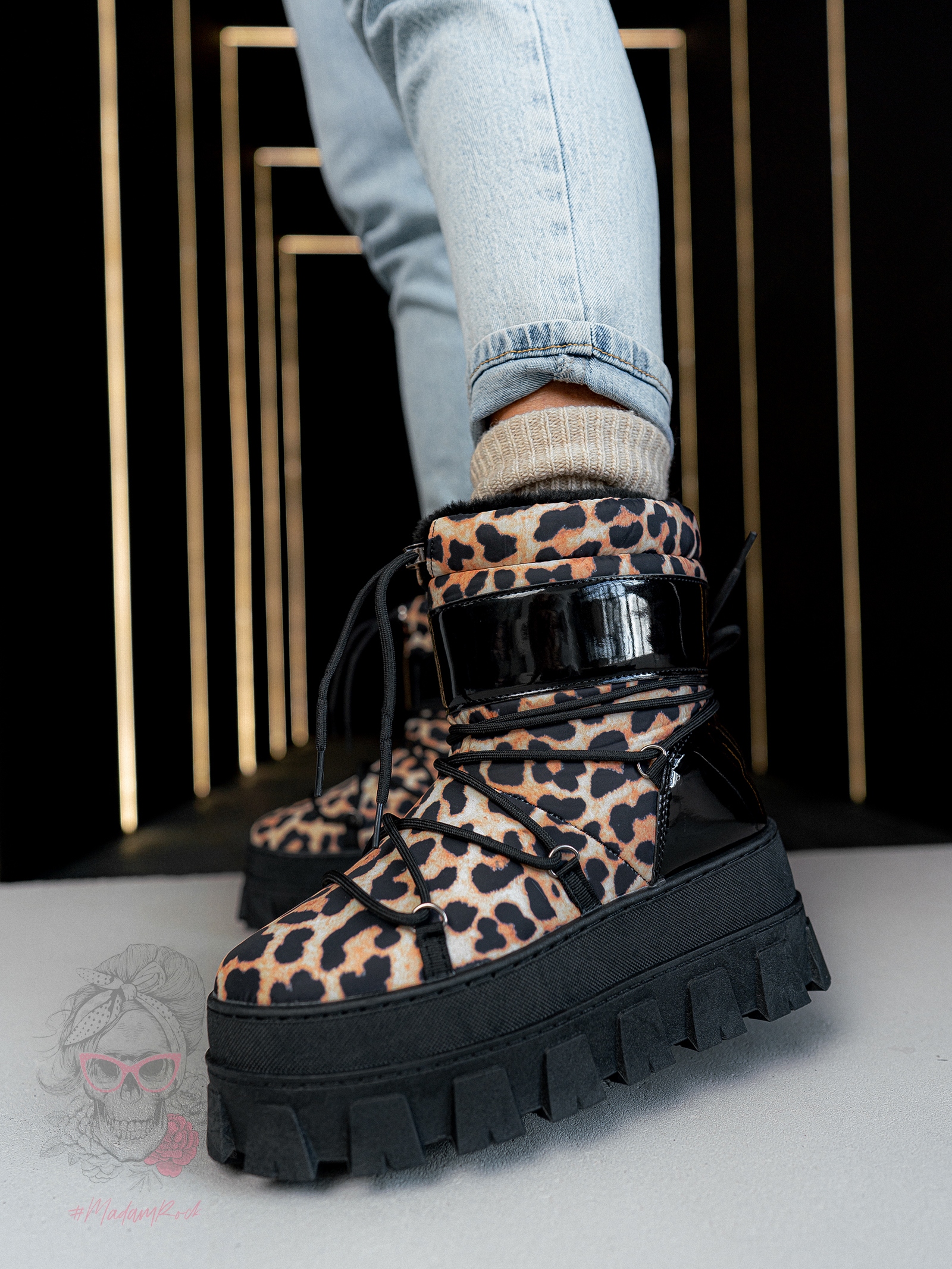 Śniegowce na grubej podeszwie Rock Mudores pantera