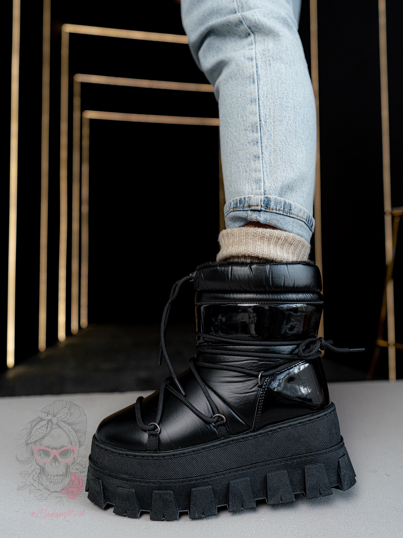 Śniegowce na grubej podeszwie Rock Mudores czarne