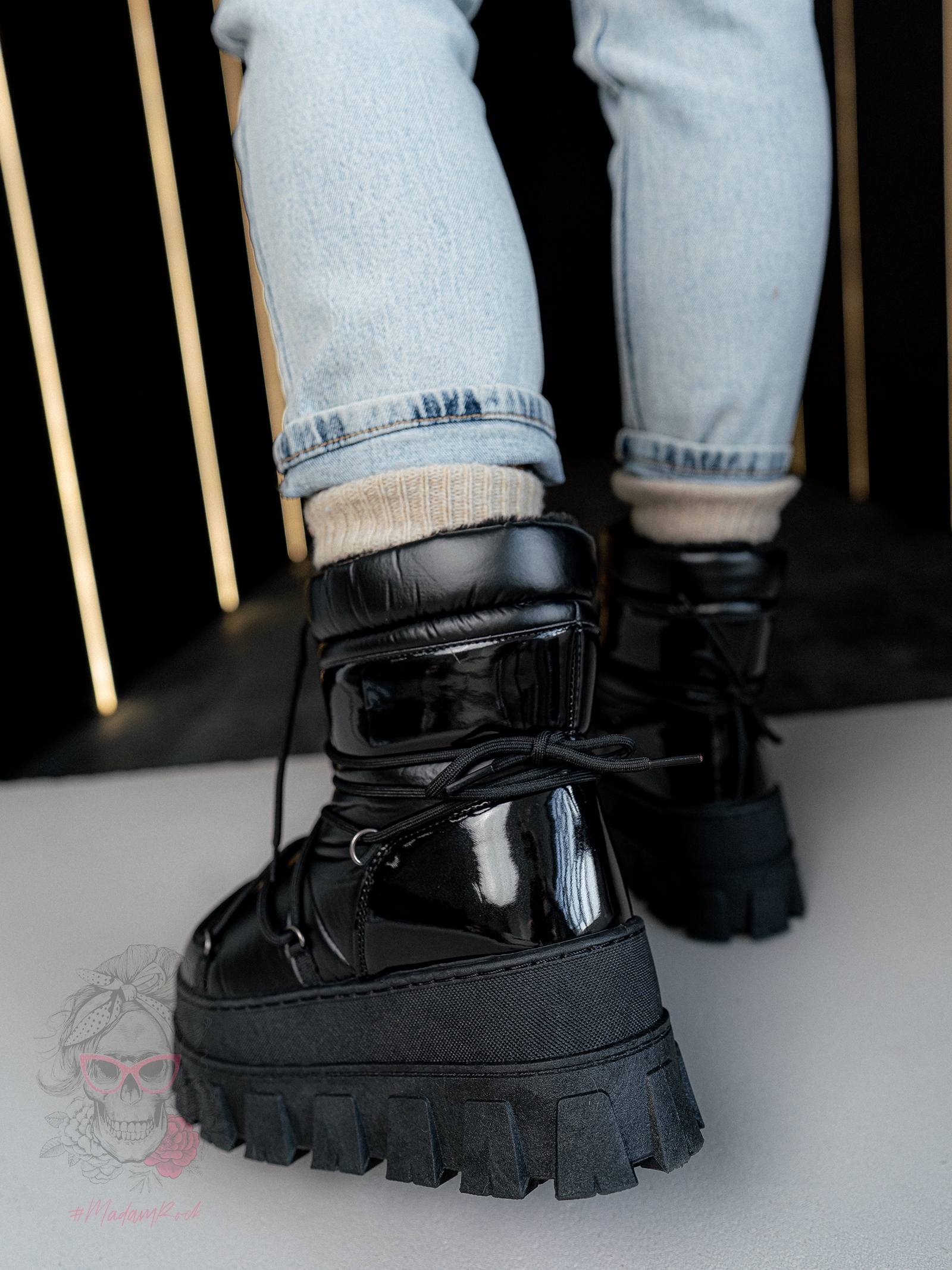 Śniegowce na grubej podeszwie Rock Mudores czarne Śniegowce na grubej podeszwie Rock Mudores czarne