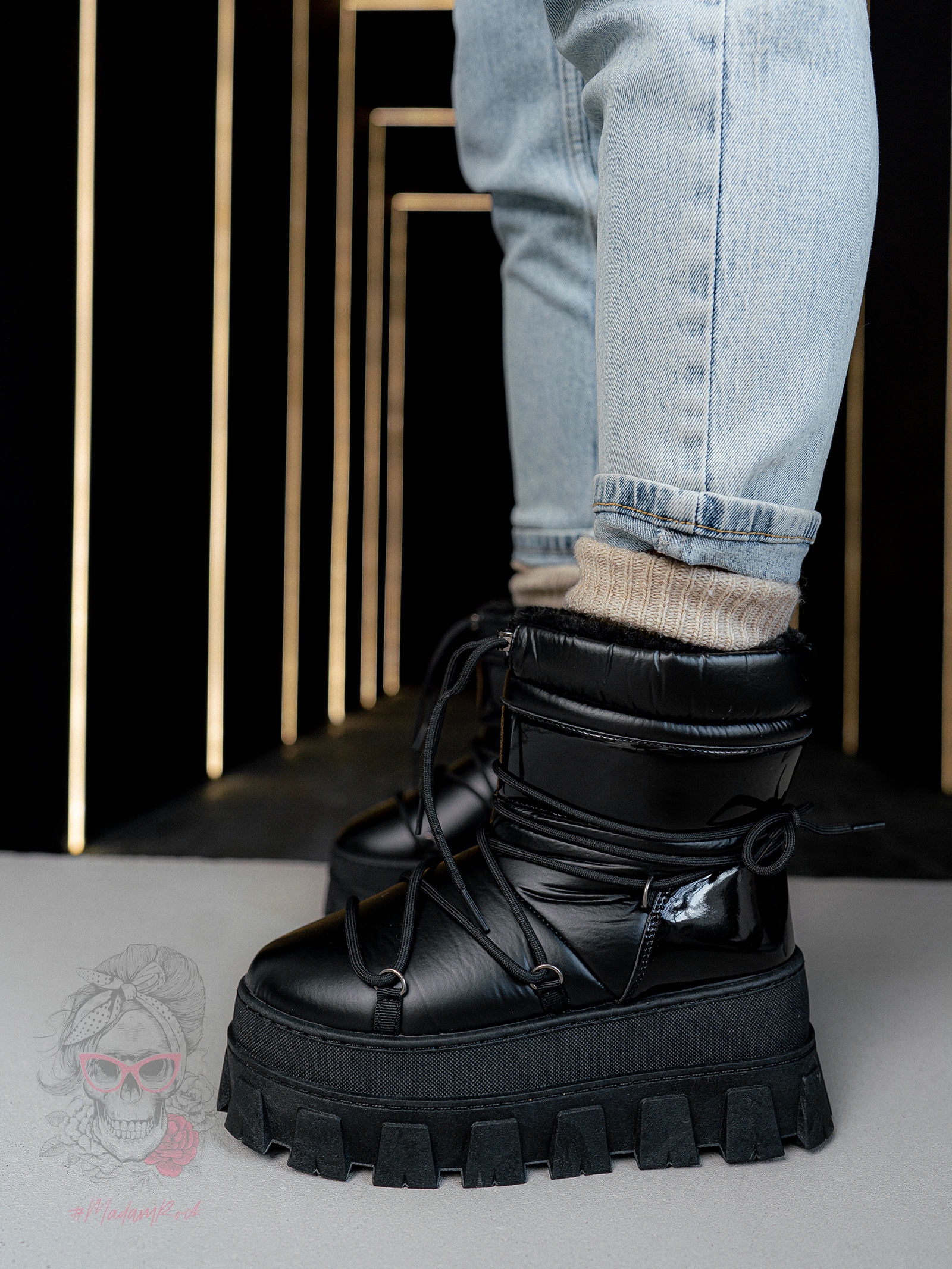 Śniegowce na grubej podeszwie Rock Mudores czarne Śniegowce na grubej podeszwie Rock Mudores czarne