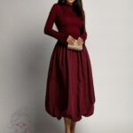 Sukienka midi bombka Marien bordowa