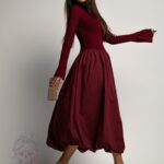 Sukienka midi bombka Marien bordowa